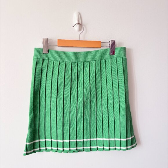 Lulus Marvelously Chic Knit Pleated High-Rise Mini Skirt Set Green Size M/L - Picture 6 of 9